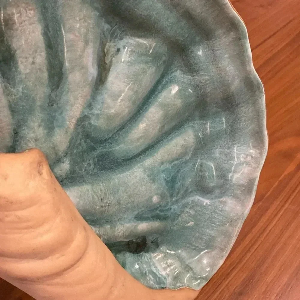 Flora Eckert Hammat Original Bioform Mid-Century Ceramic Seashell Bowl Vintage